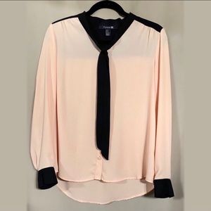 Blush Pink Semi Sheer Long Sleeve Blouse